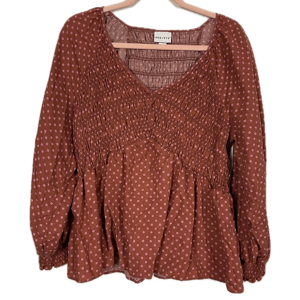 Ava & Viv Blouse Large Red / Pink